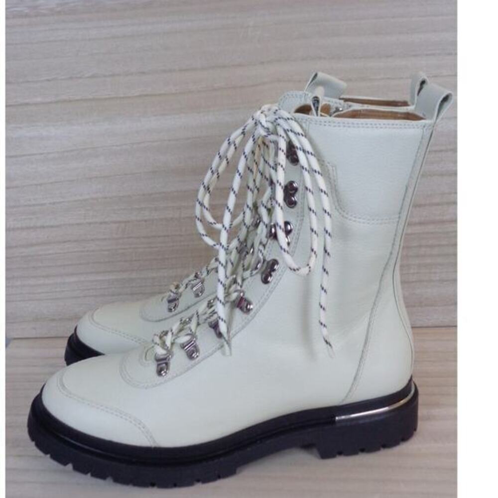 Via Spiga Tavvi Hiker‎ Boots Leather Milk White Combat Womens Size 8.5